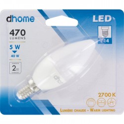 Ampoule LED flamme - E14 - 5 Watts - 2700K - DHOME - Ampoules LED - BR-249128