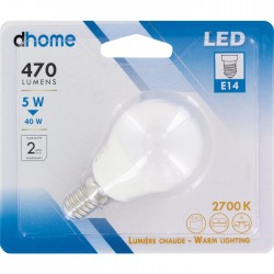 Ampoule LED sphérique - E14 - 5 Watts - 2700K - DHOME - Ampoules LED - BR-249124