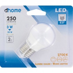 Ampoule LED sphérique - E27 - 3 Watts - 2700K - DHOME - Ampoules LED - BR-249121