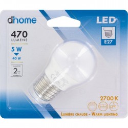 Ampoule LED sphérique - E27 - 5 Watts - 2700K - DHOME - Ampoules LED - BR-249120