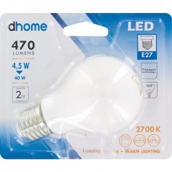 Ampoule LED standard à filament - E27 - 4.5 Watts - 2700K - DHOME - Ampoules LED - BR-249136