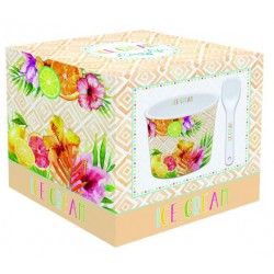 Coupelle à glace et cuillère - Porcelaine - Tropical Orange - EASY LIFE - Assiette / plat / plateau / coupelle - DE-429381