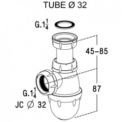 Siphon bouteille pour lavabo - 32 mm - Blanc - NICOLL - Siphons pour lavabo / Bidet / Baignoire - SI-150233