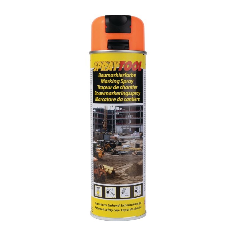 Traceur de chantier en bombe - Orange Fluo - 500 ml - MOTIP - Traceur de chantier - BR-450964