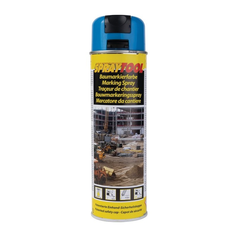 Traceur de chantier en bombe - Bleu fluo - 500 ml - MOTIP - Traceur de chantier - BR-450961