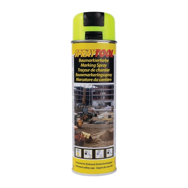 Traceur de chantier en bombe - Jaune fluo - 500 ml - MOTIP - Traceur de chantier - BR-450963