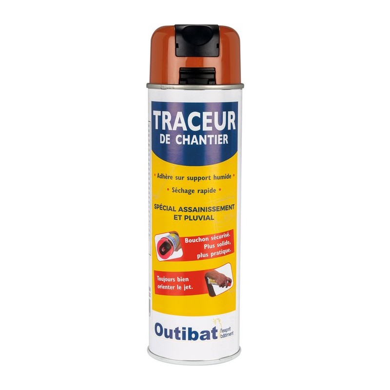 Traceur de chantier en bombe - Marron - 500 ml - OUTIBAT - Traceur de chantier - BR-550320