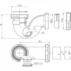 Siphon pour bidet et lavabo - Laiton nickelé - 32 mm - Siphons pour lavabo / Bidet / Baignoire - SI-444033