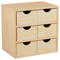 Bloc 3 x 2 tiroirs - MDF plaqué Pin - 28 x 28 x 20 cm - ASTIGARRAGA - Rangement de la maison / meuble d'appoint - DE-637892