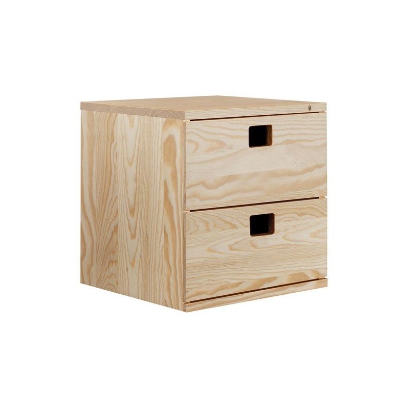 Bloc 2 tiroirs - Pin - 36.2 x 36.2 x 33 cm - ASTIGARRAGA - Rangement de la maison / meuble d'appoint - DE-167510