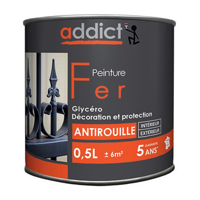 Peinture Fer - Rouge oxyde - 0.5 L - ADDICT - Peintures - BR-750467