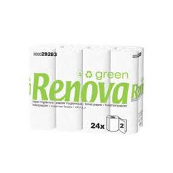 24 Rouleaux Papier Toilette Double Epaisseur, Blanc - RENOVA - Accueil - 679944D