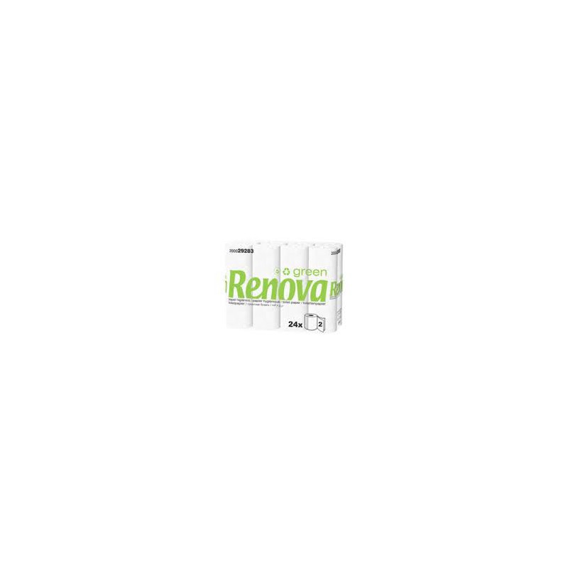 24 Rouleaux Papier Toilette Double Epaisseur, Blanc - RENOVA - Accueil - 679944D