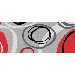 Tapis - Boston Cercles - Gris / Rouge - 50 x 120 cm - ID MAT - Tapis - DE-240069