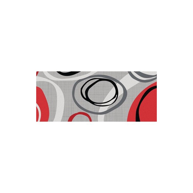 Tapis - Boston Cercles - Gris / Rouge - 50 x 120 cm - ID MAT - Tapis - DE-240069