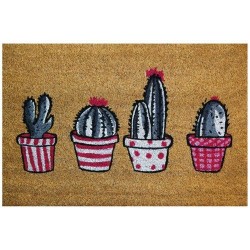 Tapis d'entrée - Coco Naturel - Cactus - 40 x 60 cm - ID MAT - Tapis - DE-532391