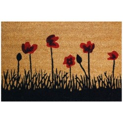 Tapis d'entrée - Coco Naturel - Coquelicots - 40 x 60 cm - ID MAT - Tapis - DE-532417