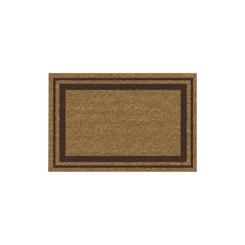 Tapis d'entrée - Coco Naturel - Liserés marrons - 40 x 60 cm - ID MAT - Tapis - DE-286864