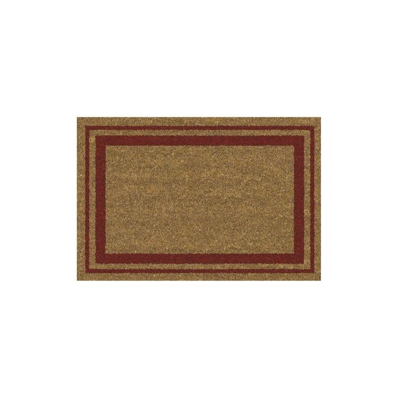 Tapis d'entrée - Coco Naturel - Liserés rouges - 40 x 60 cm - ID MAT - Tapis - DE-527623