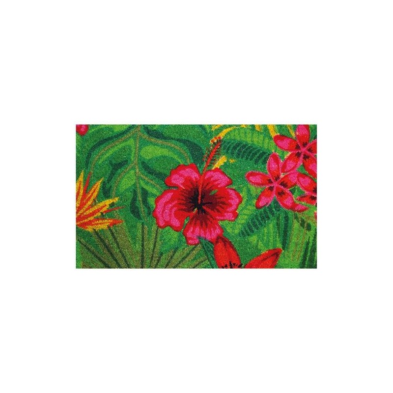 Tapis d'entrée - Coco Naturel - Hibiscus - 45 x 75 cm - ID MAT - Tapis - DE-532441