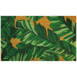 Tapis d'entrée - Coco Naturel - Feuilles - 45 x 75 cm - ID MAT - Tapis - DE-532459