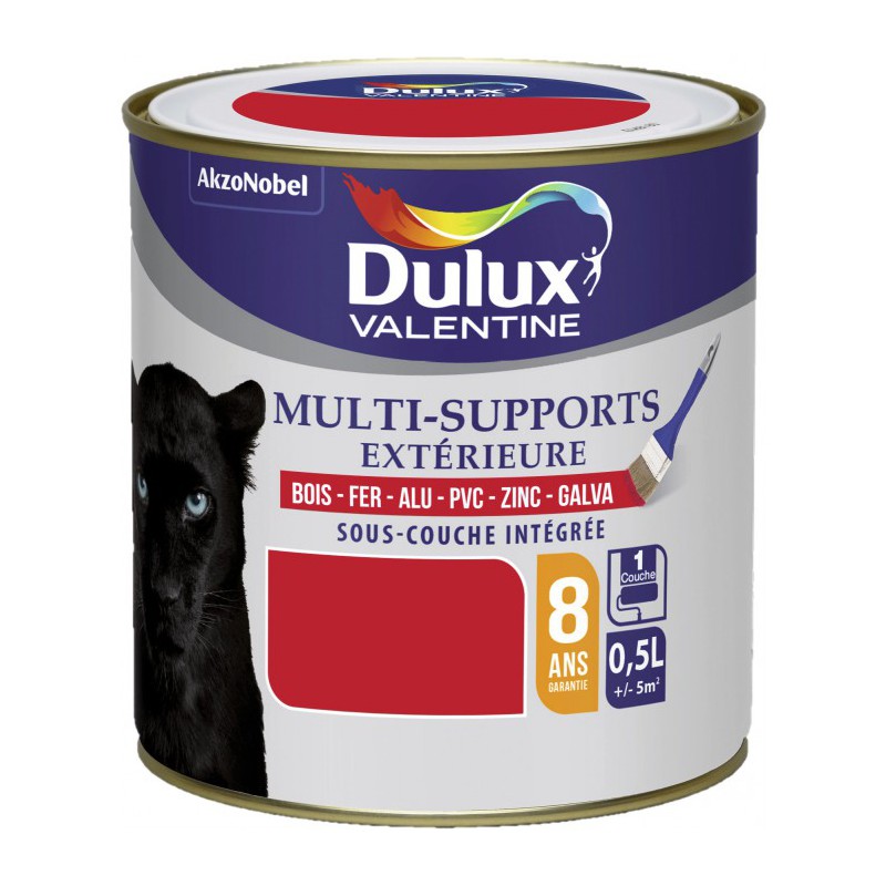 Peinture multi-supports extérieure - Satin - 0.5 L - Rouge coquelicot - DULUX VALENTINE - Peintures - BR-424547 Peinture multi-supports extérieure - Satin - 0.5 L - Rouge coquelicot - DULUX VALENTINE - Peintures - BR-424547