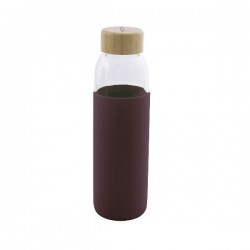 Bouteille en verre / Silicone / Bambou - Rouge Vin - 580 ml - POINT VIRGULE - Carafe / Bouteille - DE-528563