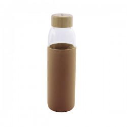 Bouteille en verre / Silicone / Bambou - Cuivre - 580 ml - POINT VIRGULE - Carafe / Bouteille - DE-528571