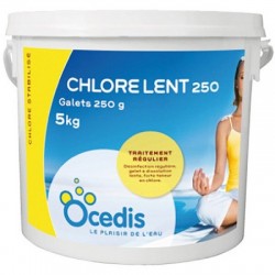 Chlore lent non comburant - Galets 250 grs - 5 Kg - OCEDIS - Traitement / réparation piscine - 116250050