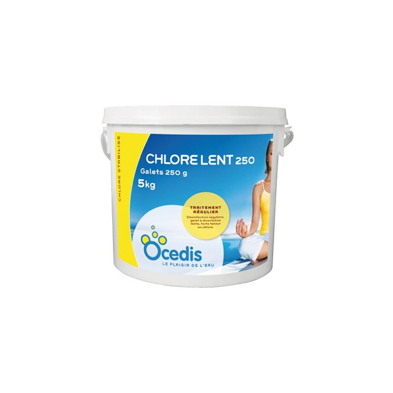 Chlore lent non comburant - Galets 250 grs - 5 Kg - OCEDIS - Traitement / réparation piscine - 116250050