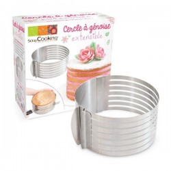 Cercle à Génoise extensible - 16 / 20 cm - Inox - SCRAPCOOKING - Accessoires de patisserie - DE-206680