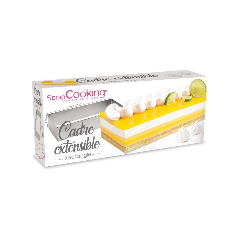 Cadre rectangle extensible - 25 / 48 cm - Inox - SCRAPCOOKING - Accessoires de patisserie - DE-552225