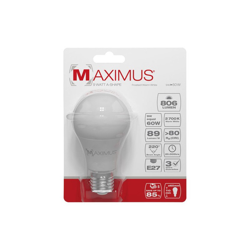 Ampoule LED bulb - E27 - 9 Watts - Maximus - DURACELL - Ampoules LED - DE-234443