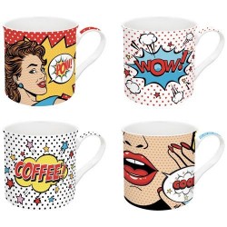 Coffret de 4 mugs - Pop Art - EASY LIFE - Tasse / Mug - DE-574690