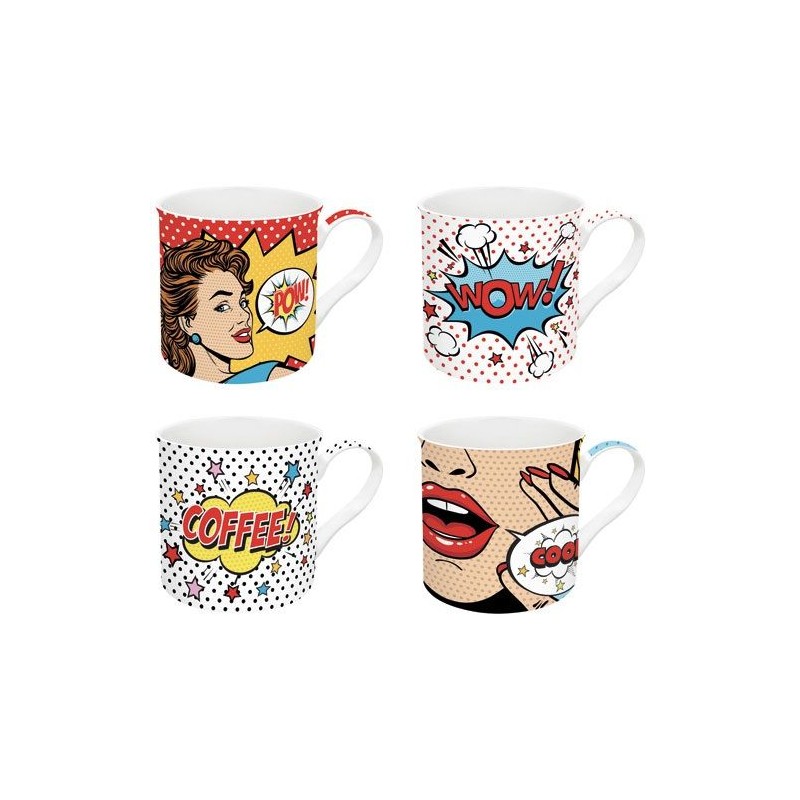 Coffret de 4 mugs - Pop Art - EASY LIFE - Tasse / Mug - DE-574690