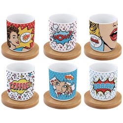 Coffret de 6 tasses à café - Pop Art - Porcelaine - EASY LIFE - Tasse / Mug - DE-574724