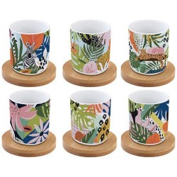 Coffret de 6 tasses à café - Ambiance Tropicale - Porcelaine - EASY LIFE - Tasse / Mug - DE-574857