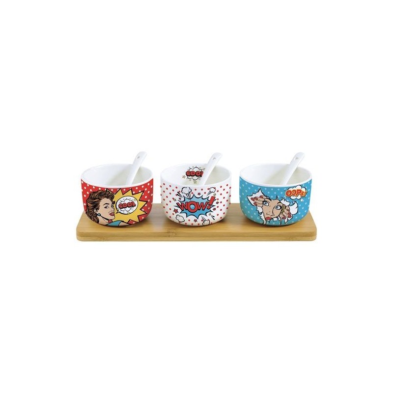 Set de 3 coupelles / Plateau Bambou - Pop Art - EASY LIFE - Assiette / plat / plateau / coupelle - DE-574948