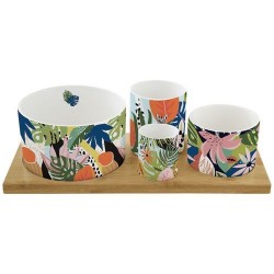 Set de 4 coupelles / Plateau Bambou - Ambiance Tropicale - EASY LIFE - Assiette / plat / plateau / coupelle - DE-574963