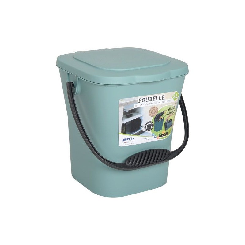 Poubelle / seau - Spécial compost - Vert Eucalyptus - 6 L - EDA - Poubelle - DE-560640