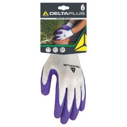 Gants de jardin - Polyester / Latex - Blanc / Violet - Taille 7 - DELTA PLUS - Gants de jardinage - DE-205279