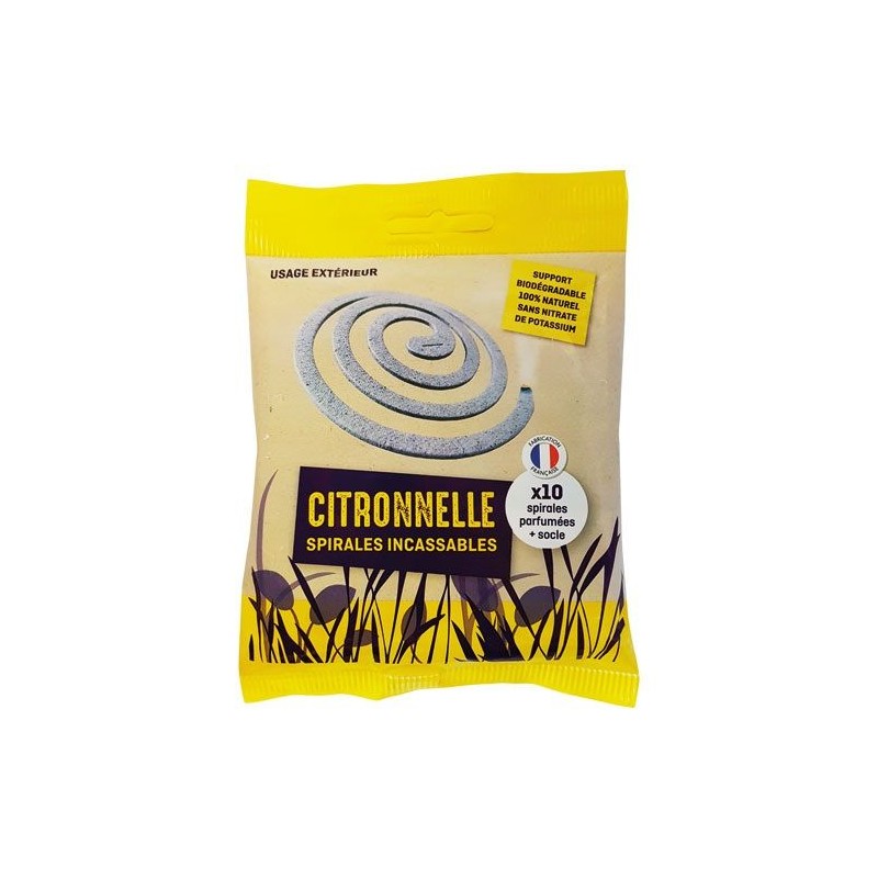 Sachet de 10 spirales type encens - Citronnelle - Anti Moustiques - BOUGIES LA FRANÇAISE - Insectes volants - DE-519208