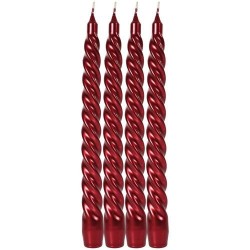 Bougies flambeaux torsadées - 4 pièces - Rouge métallisé - LE CHAT - Bougies de table / Accessoires - DE-322959