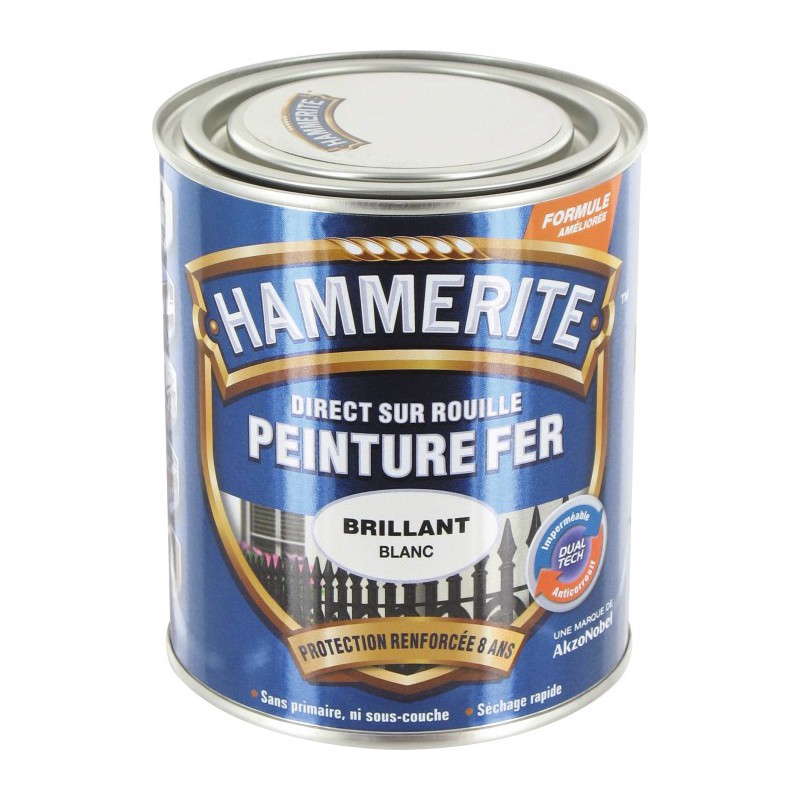 Peinture fer - Blanc brillant - 750 ml - HAMMERITE - Peintures - BR-700478