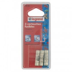 Cartouche domestique cylindrique - 10 A - 8.5 x 23 mm - Avec voyant-Lot de 3 - LEGRAND - Fusibles - BR-826561