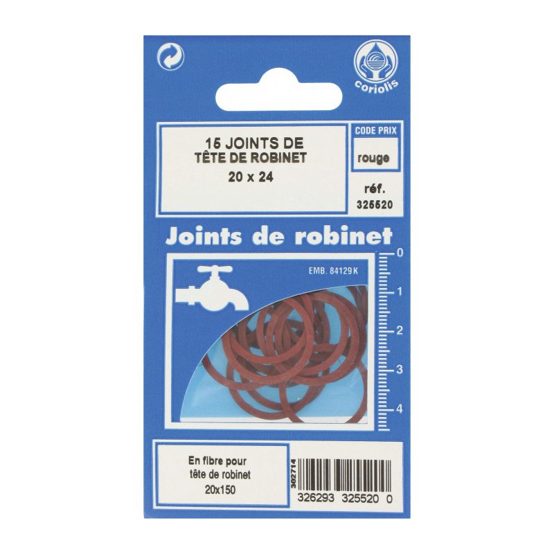 Joint en fibre pour tête de robinet - ⌀21 x 24 mm - Lot de 15 - GRIPP - Joint fibre de tête de robinet - BR-547980