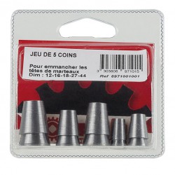 Assortiment de 5 coins d'emmanchage - Pour têtes de marteaux -MOB - Manches pour outil à main - BR-778494