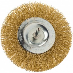 Brosse circulaire acier laitonnée ondulé sur tige - 100 mm - SCID - Bande et patin abrasif - BR-242447