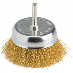 Brosse conique fils acier ondulés sur tige / 75 mm - SCID - Bande et patin abrasif - BR-242455