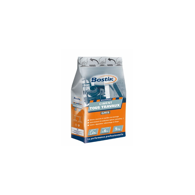 Ciment tous travaux Gris - 5 Kgs - BOSTIK - Ciment et Plâtre - BR-700173